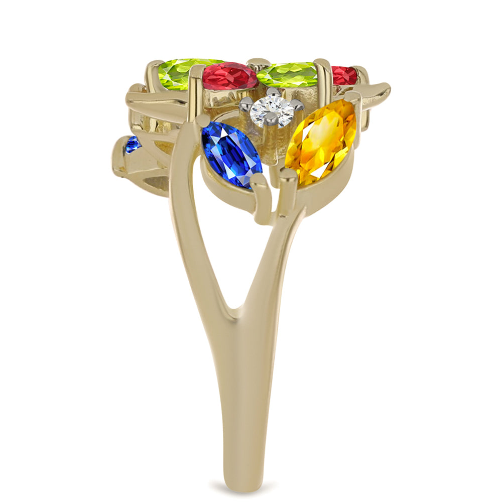 Inel din Argint 925 Placat cu Aur ( 3.56 grame ) cu Safir Rosebery Curcubeu și Topaz Alb 1.72 Carate