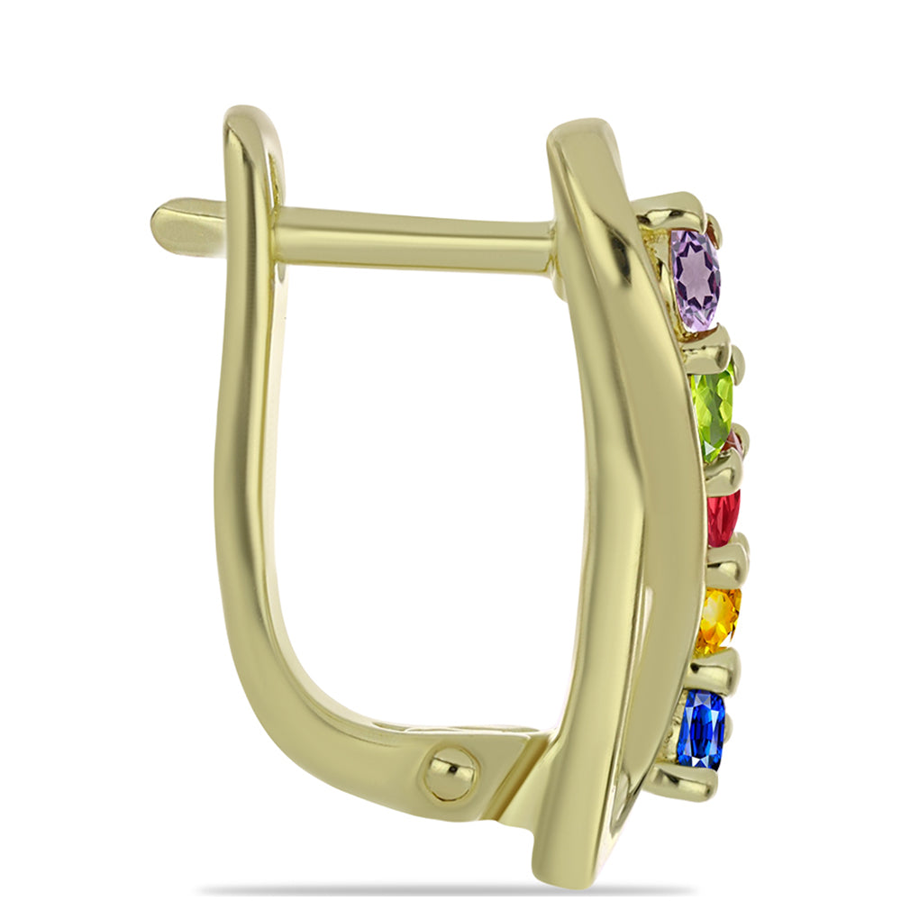 Cercei din Argint 925 Placat cu Aur ( 4.42 grame ) cu Safir Rosebery Curcubeu 1.45 Carate