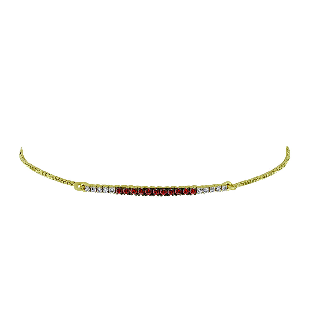 Brățară din Argint 925 Placat cu Aur ( 2.7 grame ) cu Diamant Roșu și Diamant Alb 0.33 Carate