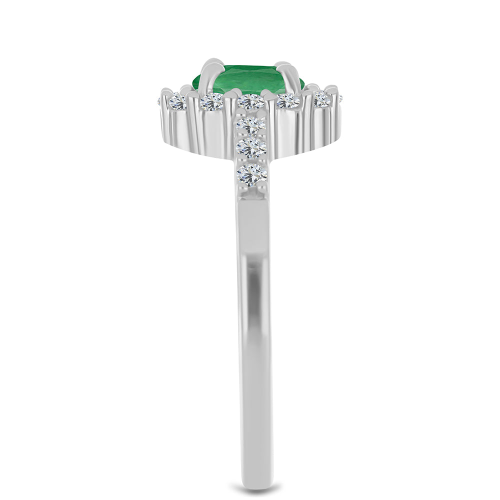 Inel din Argint 925 ( 1.92 grame ) cu Smarald Brazilian și Topaz Alb 0.78 Carate