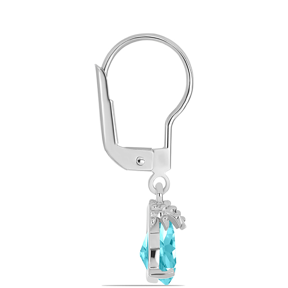 Cercei din Argint 925 ( 1.62 grame ) cu Cuarț Paraiba 1.97 Carate