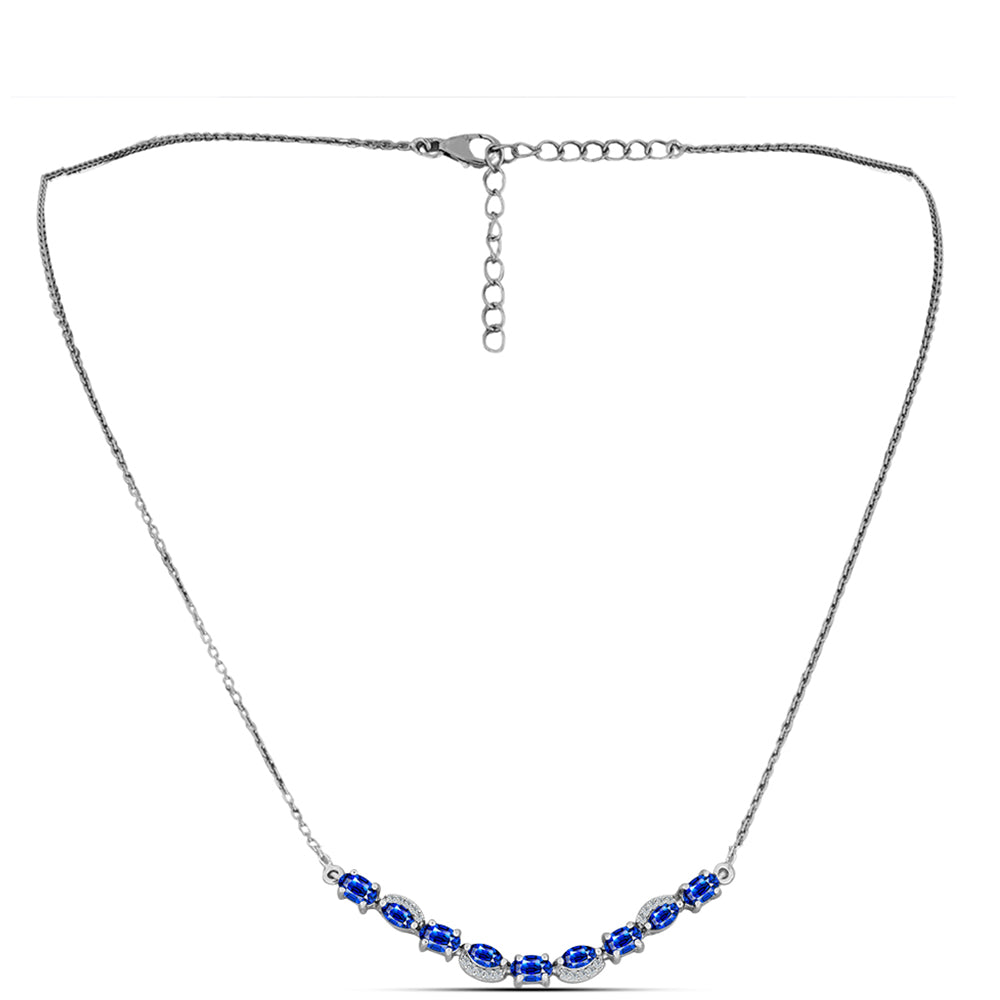 Colier din Argint 925 ( 4.66 grame ) cu Safir Albastru Australian și Topaz Alb 2.66 Carate