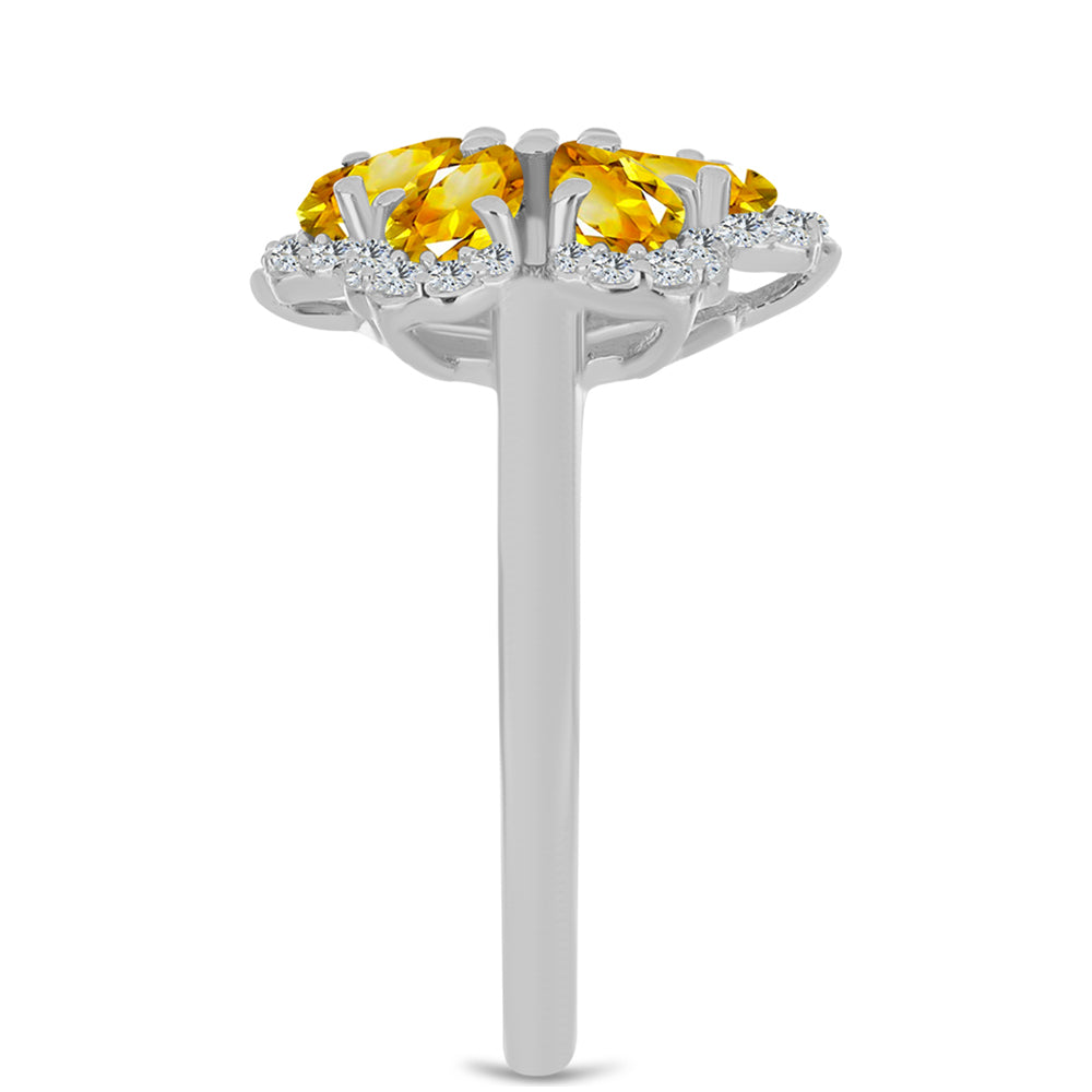 Inel din Argint 925 ( 3.2 grame ) cu Citrin Ural și Topaz Alb 1.5 Carate