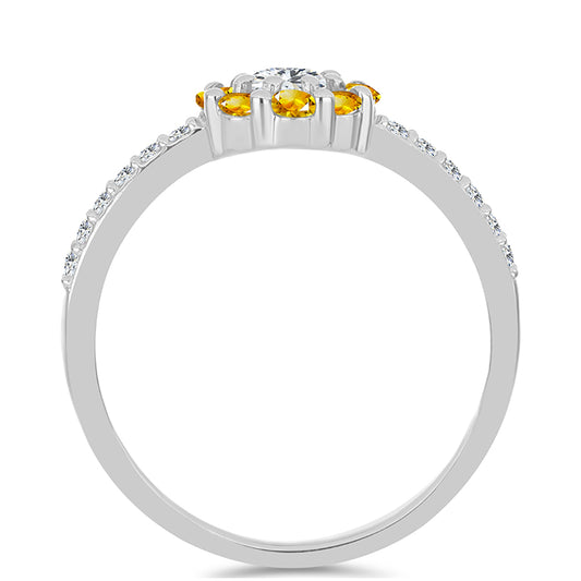 Inel din Argint 925 ( 2.14 grame ) cu Citrin Ural și Topaz Alb 0.79 Carate