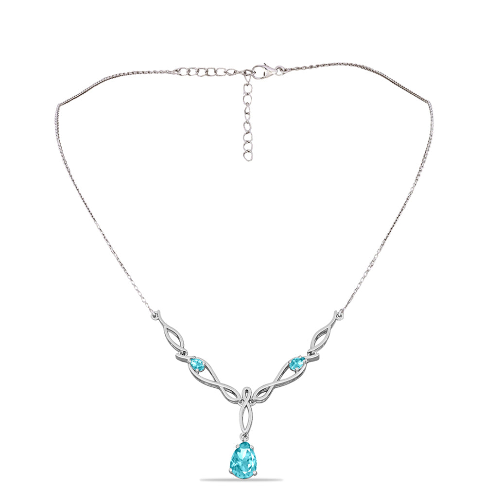 Colier din Argint 925 ( 5.93 grame ) cu Cuarț Paraiba 2.12 Carate