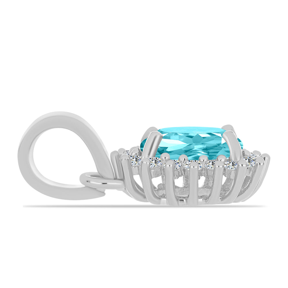 Pandantiv din Argint 925 ( 0.99 grame ) cu Cuarț Paraiba și Topaz Alb 0.82 Carate