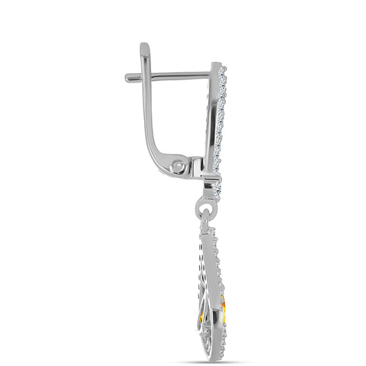 Cercei din Argint 925 ( 4.55 grame ) cu Citrin Ural și Topaz Alb 1.44 Carate