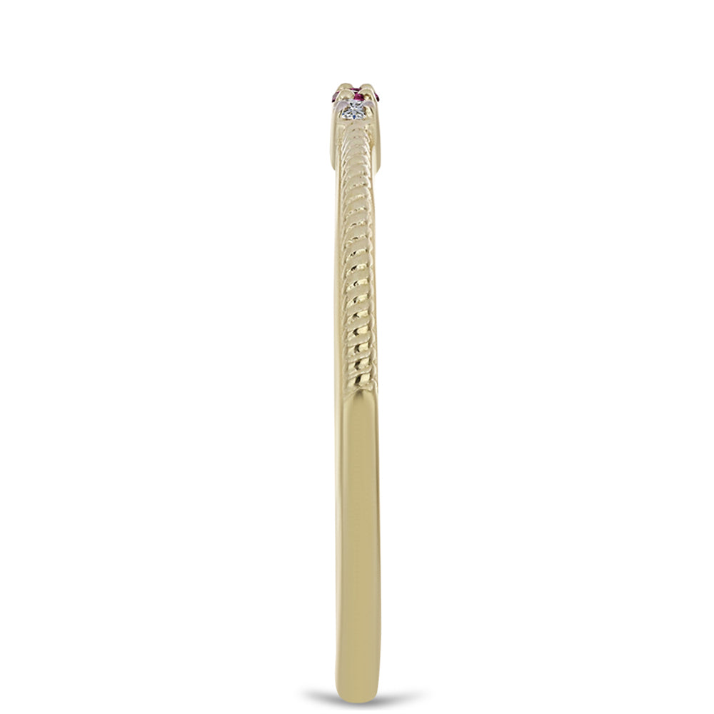 Inel din Argint 925 Placat cu Aur ( 1.46 grame ) cu Diamant Violet și Diamant Alb 0.06 Carate