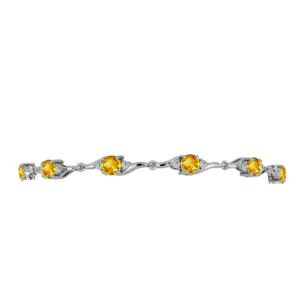 Brățară din Argint 925 ( 6.05 grame ) cu Citrin Ural și Topaz Alb 3.49 Carate