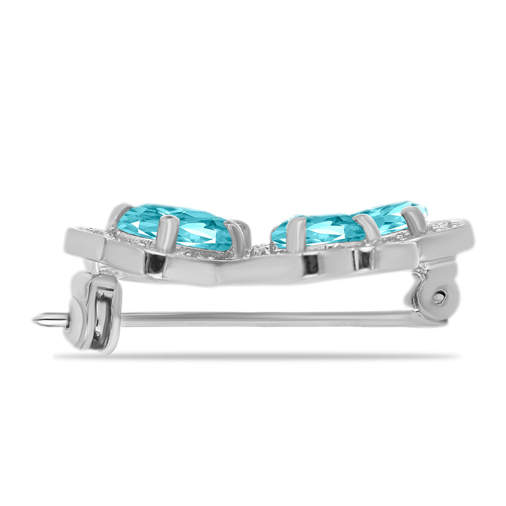 Broşă din Argint 925 ( 3.64 grame ) cu Cuarț Paraiba și Topaz Alb 2.65 Carate