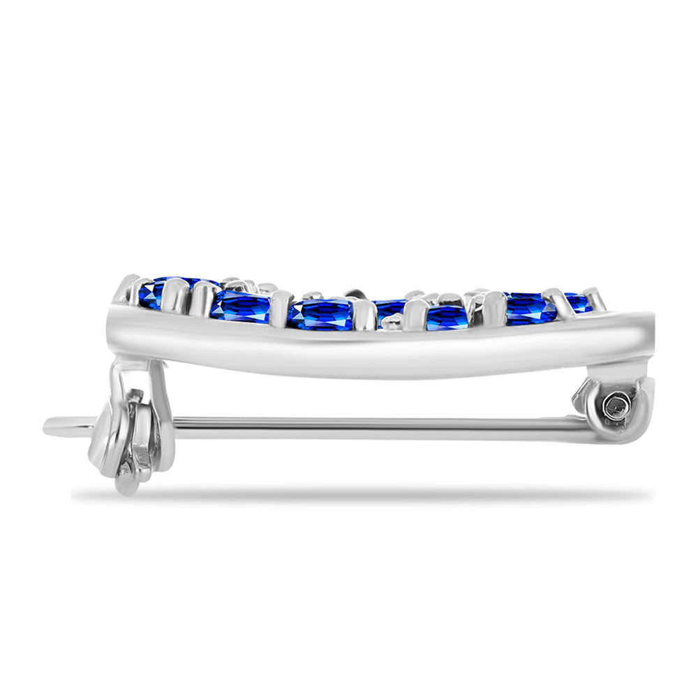 Broşă din Argint 925 ( 3.06 grame ) cu Safir Albastru Australian și Topaz Alb 2.32 Carate