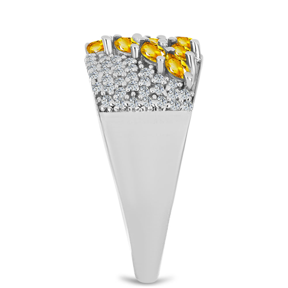 Inel din Argint 925 ( 5.55 grame ) cu Citrin Ural și Topaz Alb 1.38 Carate