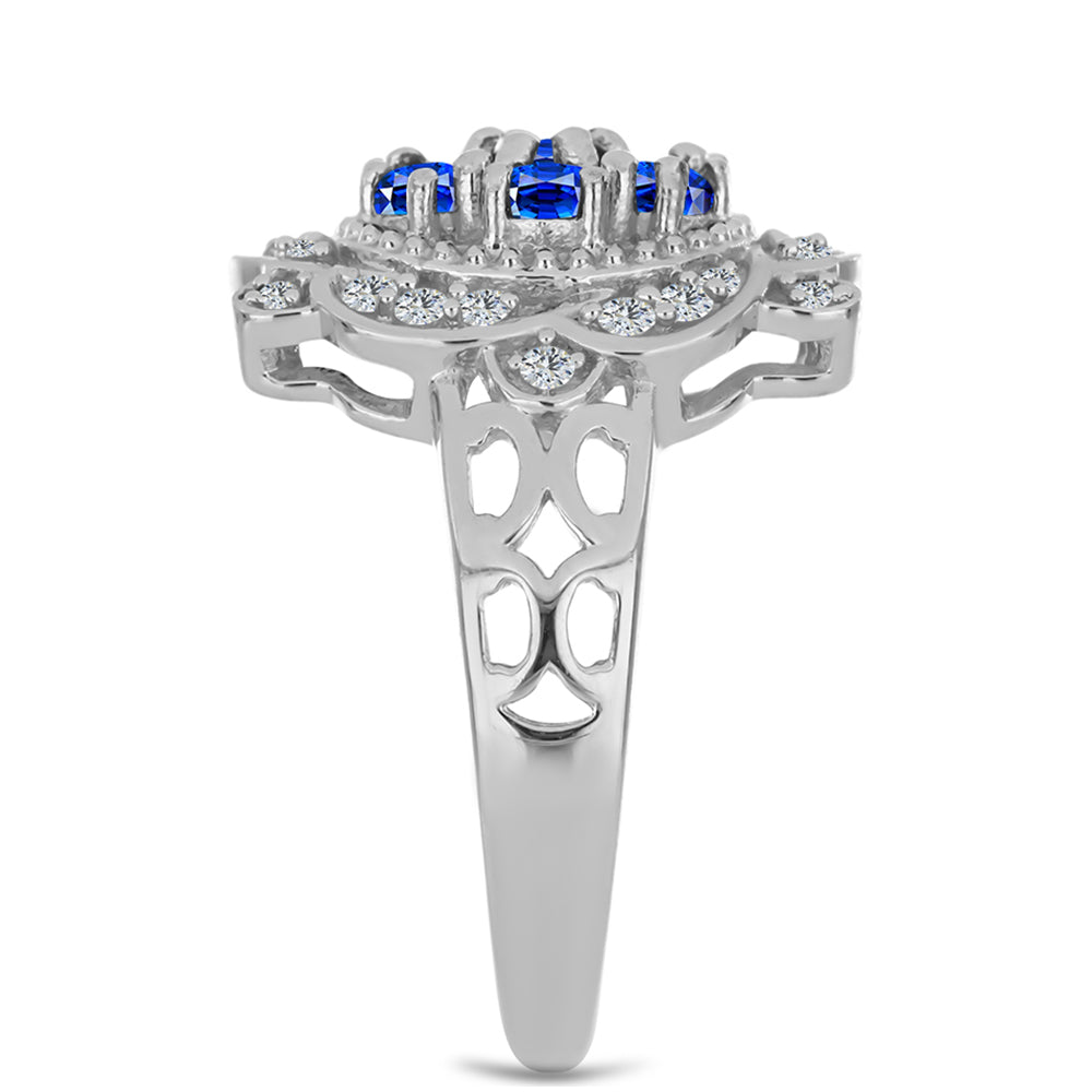 Inel din Argint 925 ( 5.14 grame ) cu Safir Albastru Australian și Topaz Alb 1.49 Carate