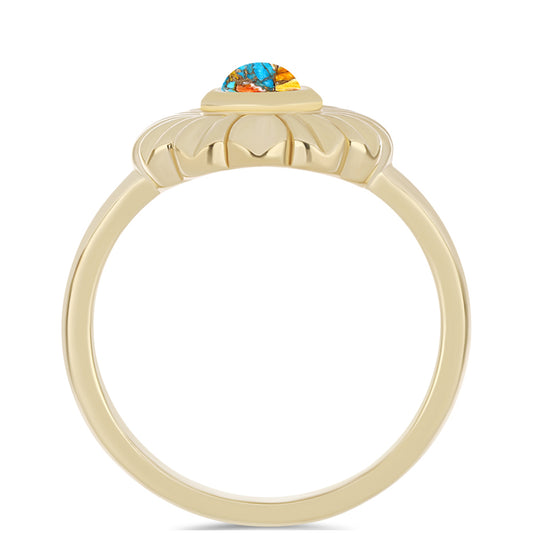 Inel din Argint 925 Placat cu Aur ( 3.23 grame ) cu Turcoaz Oyster 0.32 Carate