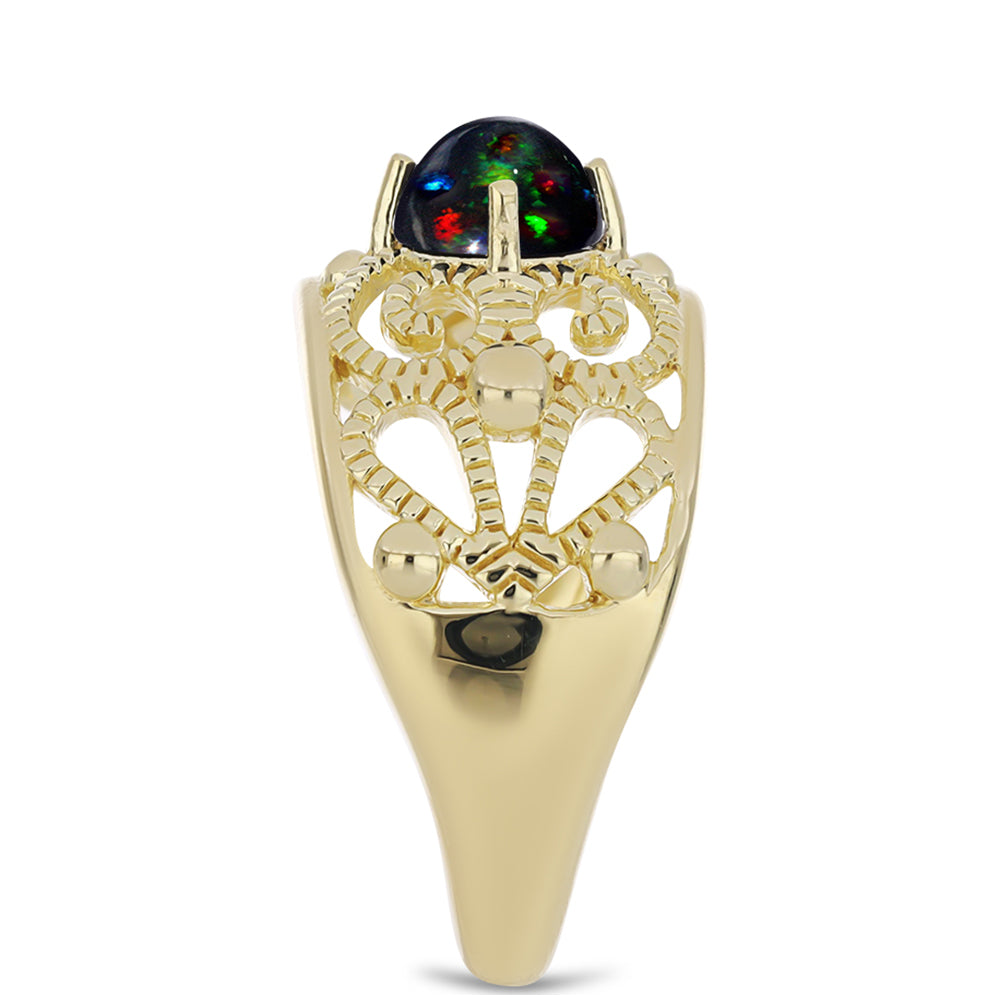 Inel din Argint 925 Placat cu Aur ( 5.1 grame ) cu Opal Etiopian Negru Lega Dembi 0.56 Carate