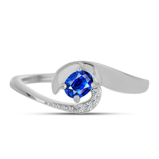 Inel din Argint 925 ( 3.03 grame ) cu Safir Albastru Australian și Topaz Alb 0.56 Carate