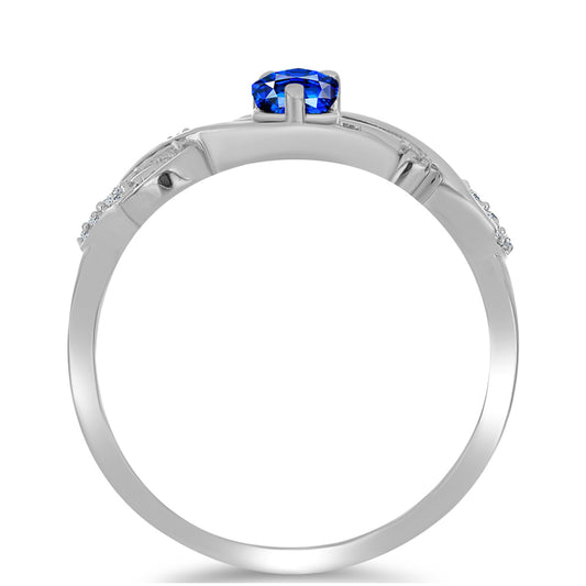 Inel din Argint 925 ( 2.38 grame ) cu Safir Albastru Australian și Topaz Alb 0.65 Carate