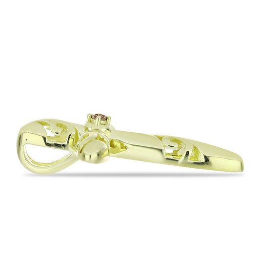Pandantiv din Argint 925 Placat cu Aur ( 1.85 grame ) cu Diamant de culoarea Șampaniei 0.02 Carate