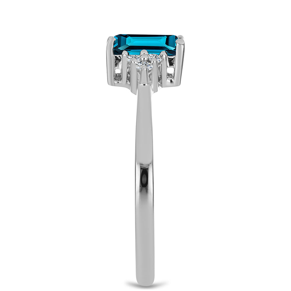 Inel din Argint 925 ( 2.06 grame ) cu Topaz Albastru ”Londra” și Topaz Alb 1.23 Carate