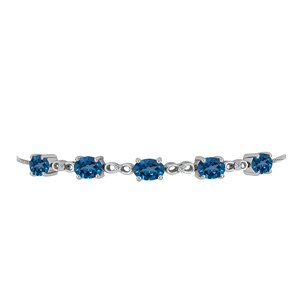 Brățară din Argint 925 ( 4.55 grame ) cu Topaz Albastru ”Londra” și Topaz Alb 4.59 Carate