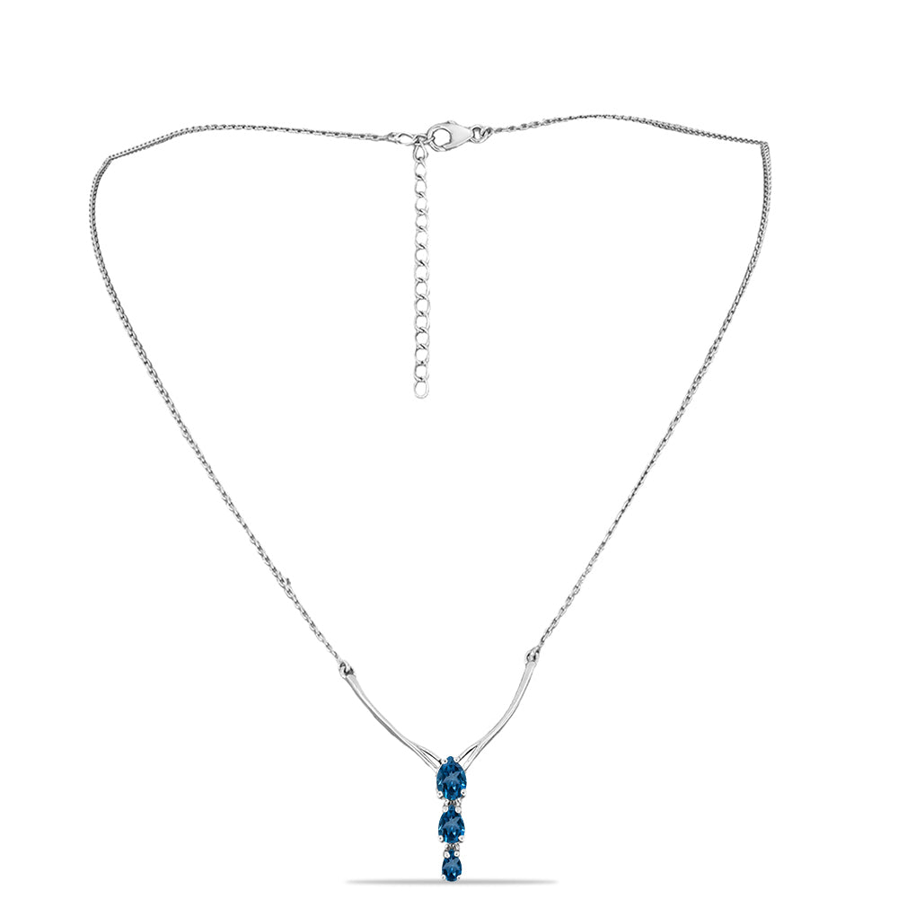 Colier din Argint 925 ( 4.82 grame ) cu Topaz Albastru ”Londra” 1.42 Carate