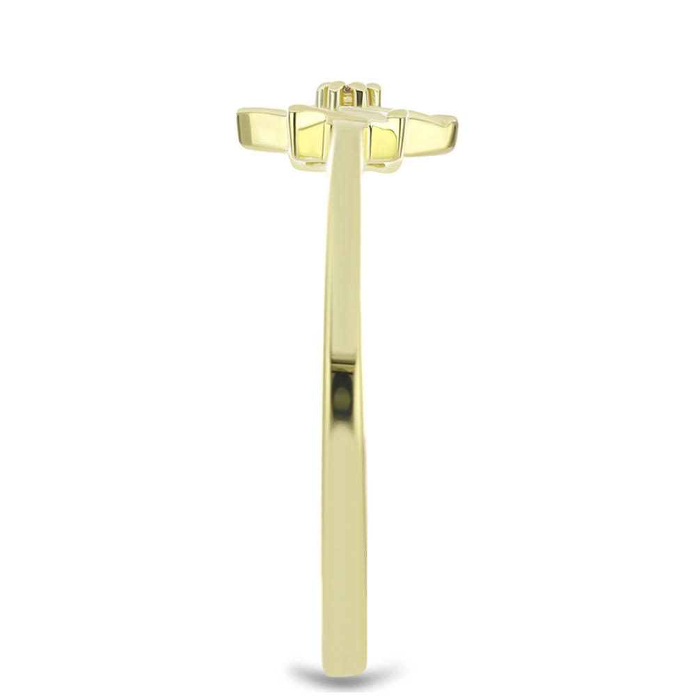 Inel din Argint 925 Placat cu Aur ( 1.68 grame ) cu Diamant de culoarea Șampaniei 0.01 Carate