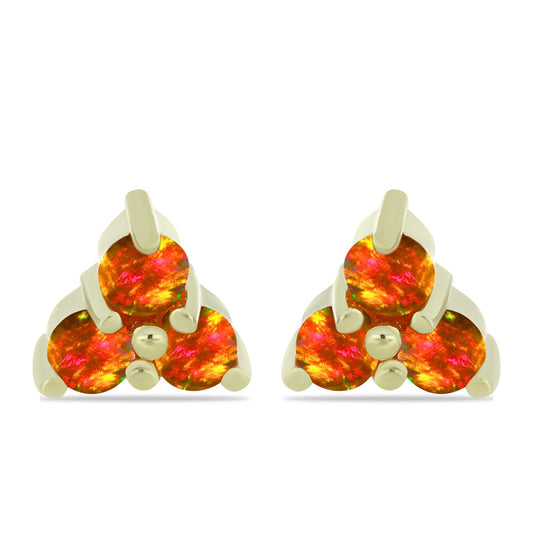 Cercei din Argint 925 Placat cu Aur ( 1.49 grame ) cu Opal de Foc American 0.52 Carate