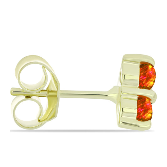 Cercei din Argint 925 Placat cu Aur ( 1.49 grame ) cu Opal de Foc American 0.52 Carate