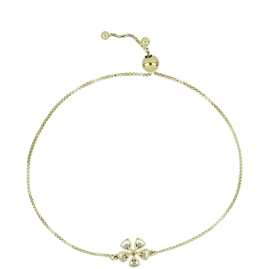 Brățară din Argint 925 Placat cu Aur ( 2.91 grame ) cu Diamant de culoarea Șampaniei și Diamant Alb 0.05 Carate