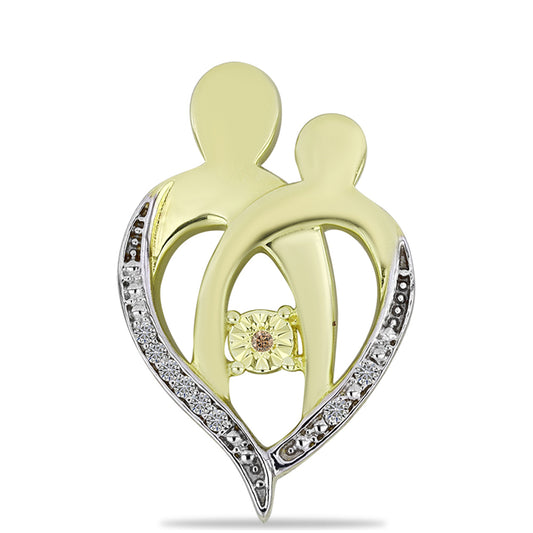Pandantiv din Argint 925 Placat cu Aur ( 2.51 grame ) cu Diamant de culoarea Șampaniei și Diamant Alb 0.07 Carate