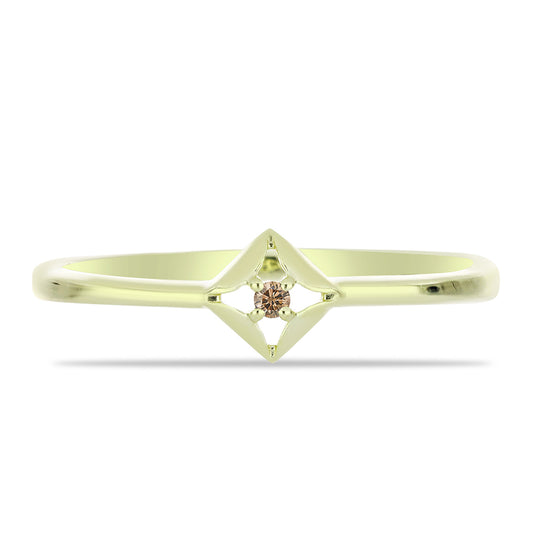 Inel din Argint 925 Placat cu Aur ( 1.45 grame ) cu Diamant de culoarea Șampaniei 0.02 Carate