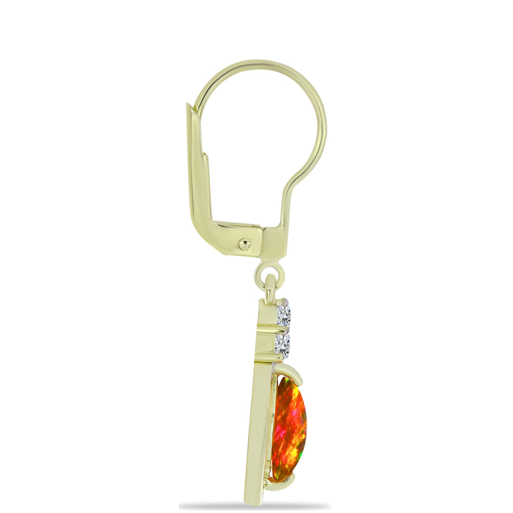 Cercei din Argint 925 Placat cu Aur ( 2.38 grame ) cu Opal de Foc American și Topaz Alb 1.01 Carate