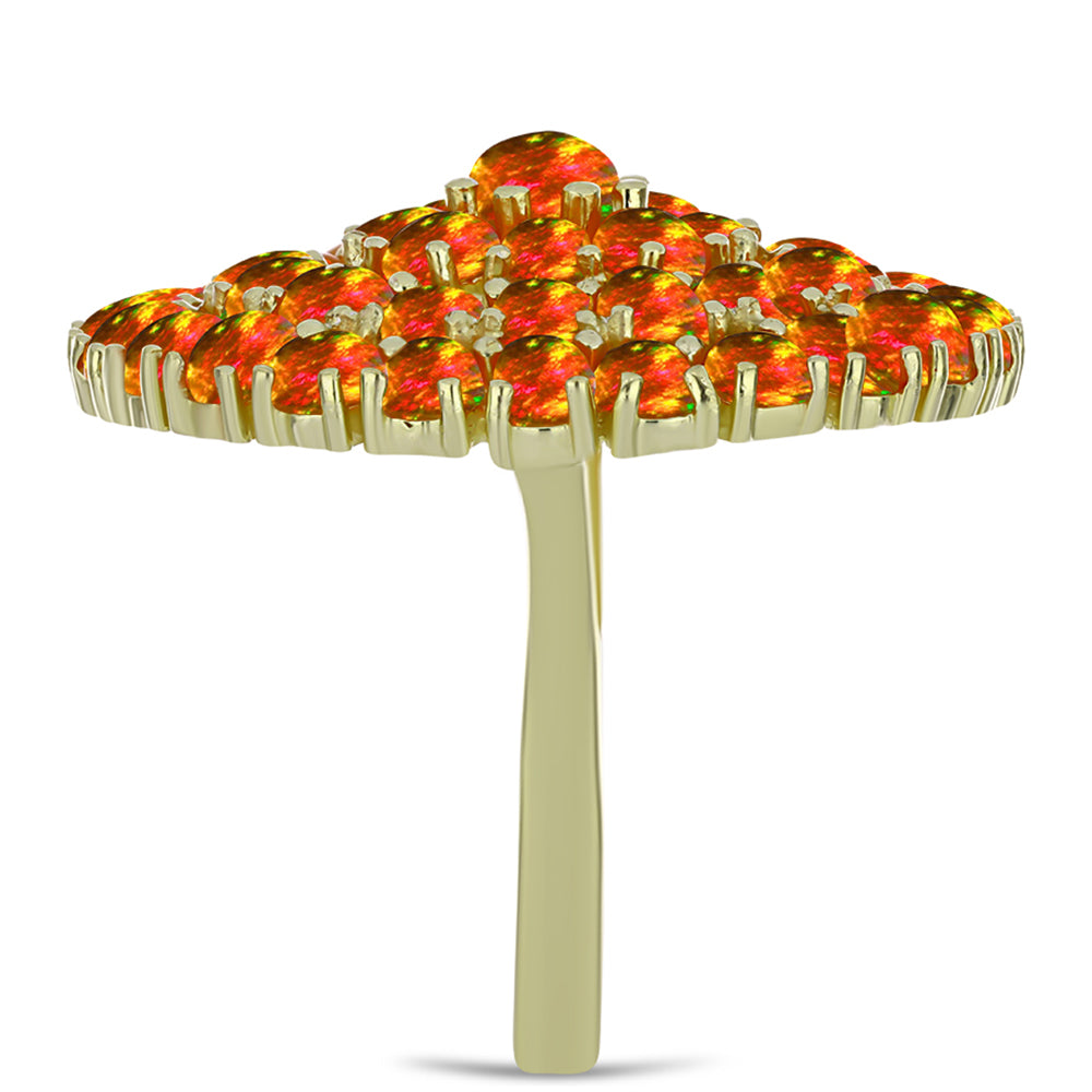 Inel din Argint 925 Placat cu Aur ( 8.74 grame ) cu Opal de Foc American 6.36 Carate