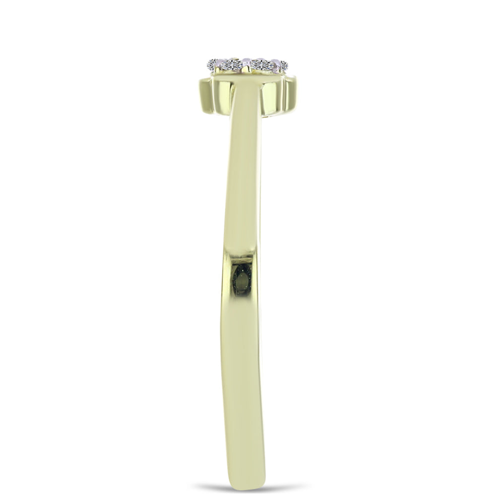 Inel din Argint 925 Placat cu Aur ( 1.86 grame ) cu Diamant de culoarea Șampaniei și Diamant Alb 0.07 Carate