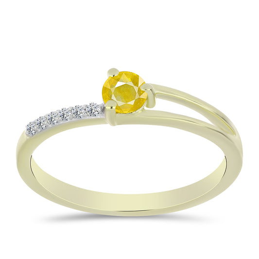 Inel din Argint 925 Placat cu Aur ( 1.53 grame ) cu Safir Rosebery Galben și Topaz Alb 0.38 Carate