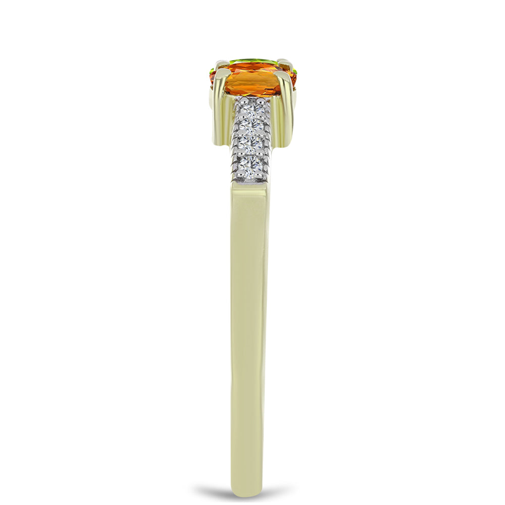 Inel din Argint 925 Placat cu Aur ( 2 grame ) cu Safir Rosebery Curcubeu și Topaz Alb 1.26 Carate