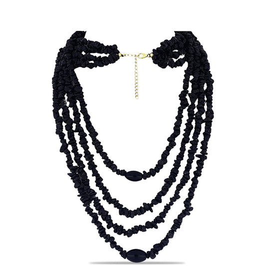 Colier din Argint 925 Placat cu Aur ( 1.01 grame ) cu Onix Negru Suwar 588.17 Carate