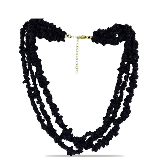Colier din Argint 925 Placat cu Aur ( 1.12 grame ) cu Onix Negru Suwar 43.41 Carate