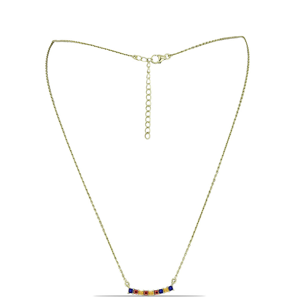 Colier din Argint 925 Placat cu Aur ( 3.47 grame ) cu Safir Rosebery Curcubeu 0.51 Carate