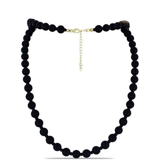 Colier din Argint 925 Placat cu Aur ( 0.99 grame ) cu Onix Negru Suwar 162.15 Carate