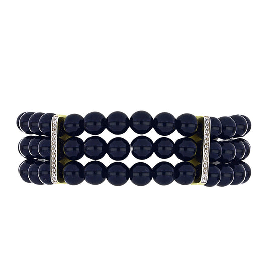 Brățară din Argint 925 Placat cu Aur ( 3.37 grame ) cu Onix Negru Suwar și Topaz Alb 148.89 Carate