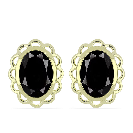 Cercei din Argint 925 Placat cu Aur ( 5.13 grame ) cu Onix Negru Suwar 13.81 Carate