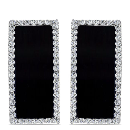 Cercei din Argint 925 Placat cu Aur ( 8.08 grame ) cu Onix Negru Suwar și Topaz Alb 11.07 Carate