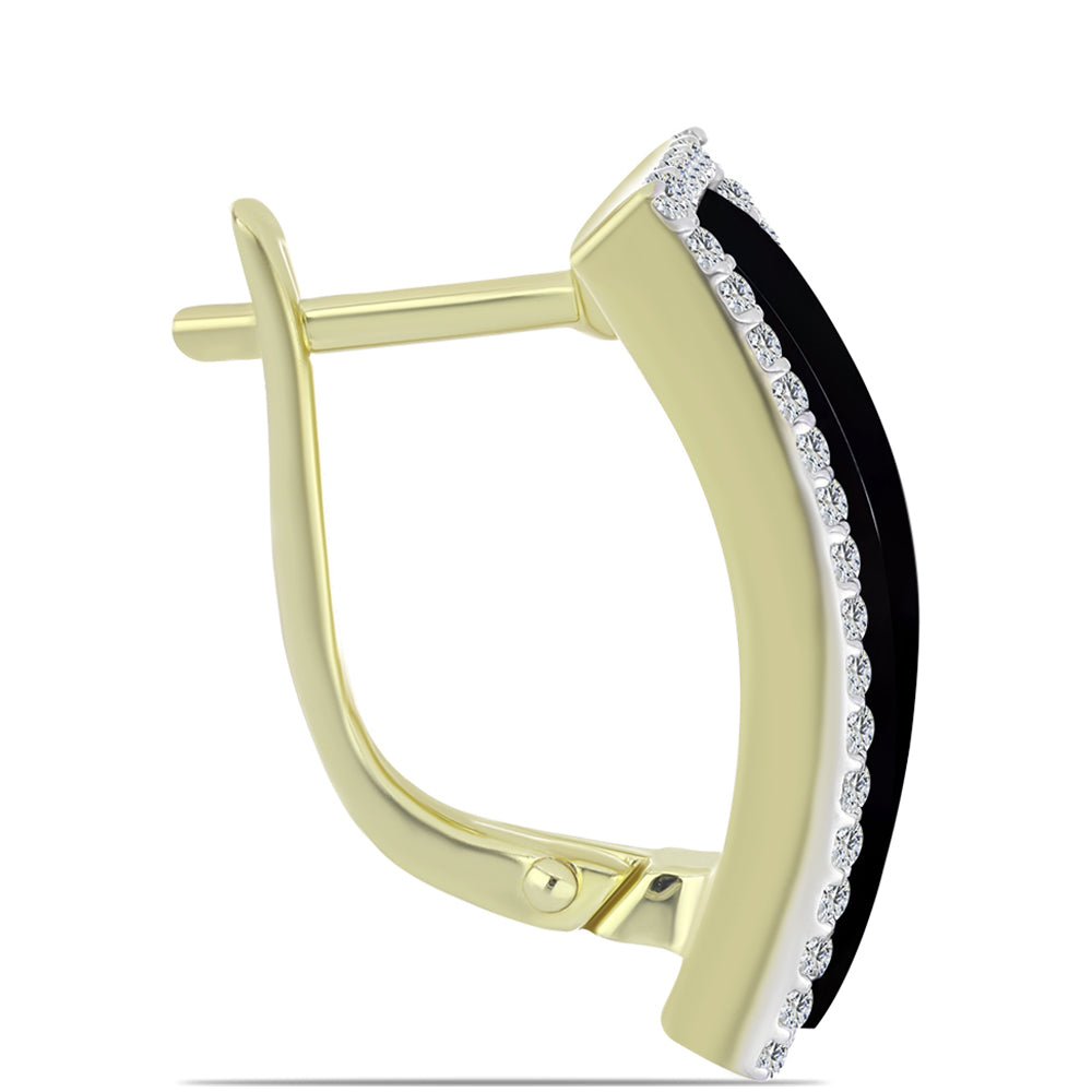 Cercei din Argint 925 Placat cu Aur ( 8.08 grame ) cu Onix Negru Suwar și Topaz Alb 11.07 Carate