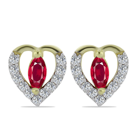 Cercei din Argint 925 Placat cu Aur ( 1.42 grame ) cu Rubin Malagasy și Topaz Alb 0.6 Carate