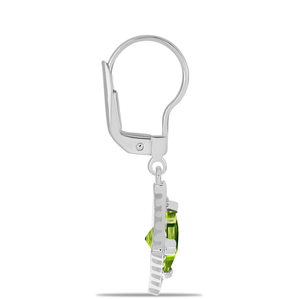 Cercei din Argint 925 ( 2.65 grame ) cu Peridot Changbai și Topaz Alb 2.89 Carate