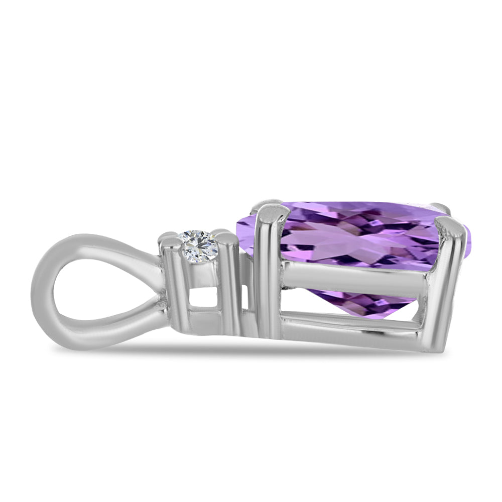 Pandantiv din Argint 925 ( 0.67 grame ) cu Ametist Rose de France și Topaz Alb 0.96 Carate