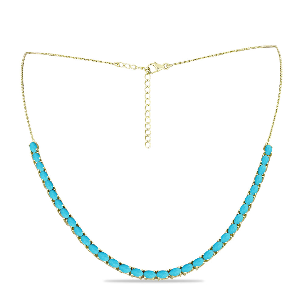 Colier din Argint 925 Placat cu Aur ( 11.47 grame ) cu Turcoaz ”Frumoasa Adormită” 7.65 Carate