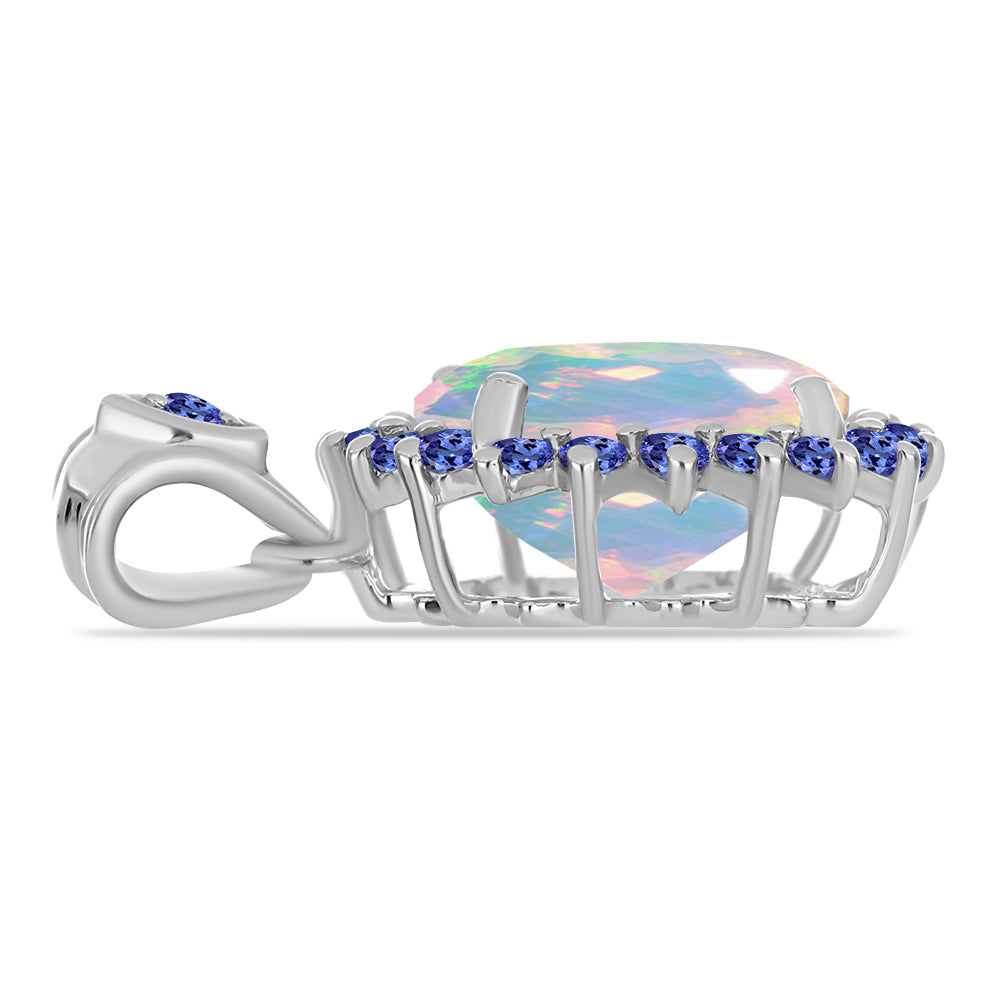 Pandantiv din Argint 925 ( 1.96 grame ) cu Tanzanit și Opal Etiopian Lega Dembi 3.07 Carate