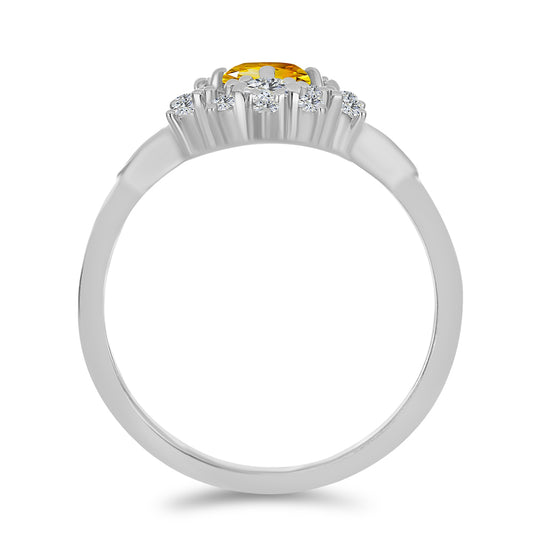 Inel din Argint 925 ( 2.79 grame ) cu Citrin Ural și Topaz Alb 1.08 Carate